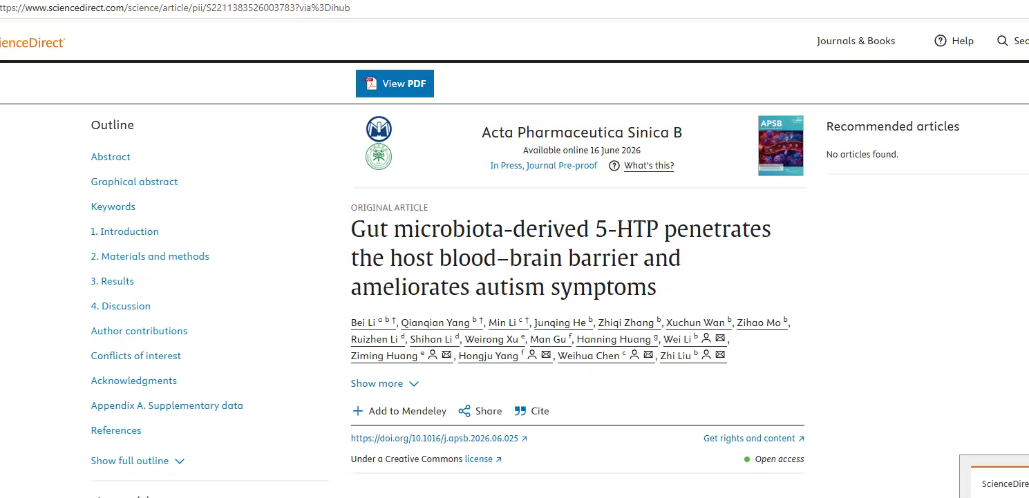 Gut microbiota-derived 5-HTP paper